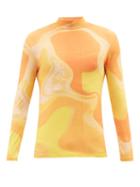 Erl - Swirl-print Mesh Long-sleeved T-shirt - Mens - Orange