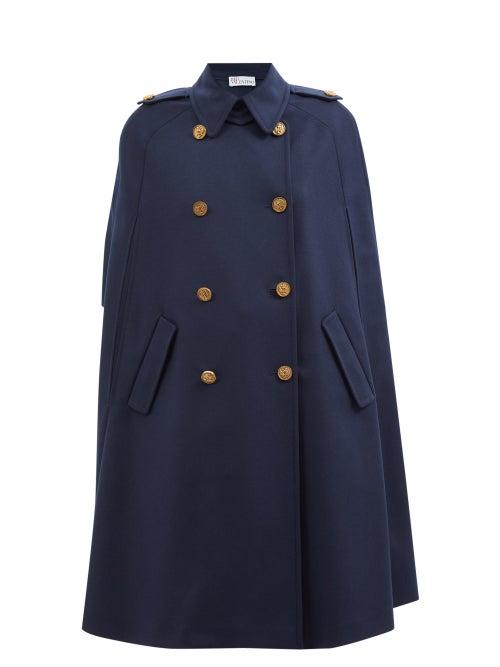 Redvalentino - Pleated Wool-blend Twill Cape - Womens - Navy