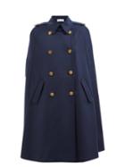 Redvalentino - Pleated Wool-blend Twill Cape - Womens - Navy