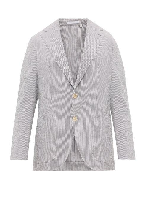 Matchesfashion.com Odyssee - Pierre Single Breasted Striped Cotton Blend Blazer - Mens - Blue Multi