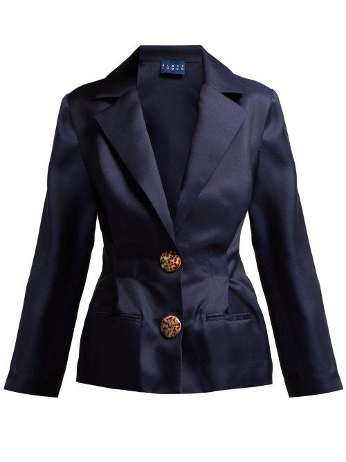 Matchesfashion.com Albus Lumen - Lujo Pleated Silk Organza Blazer - Womens - Navy