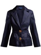 Matchesfashion.com Albus Lumen - Lujo Pleated Silk Organza Blazer - Womens - Navy
