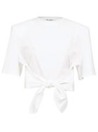 Matchesfashion.com The Attico - Tie-front Cropped Jersey T-shirt - Womens - White