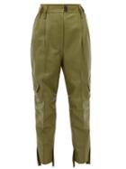 Matchesfashion.com Petar Petrov - Hailey High Rise Cropped Leather Trousers - Womens - Khaki