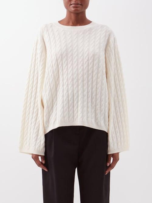Toteme - Cabled Cashmere Sweater - Womens - Ivory
