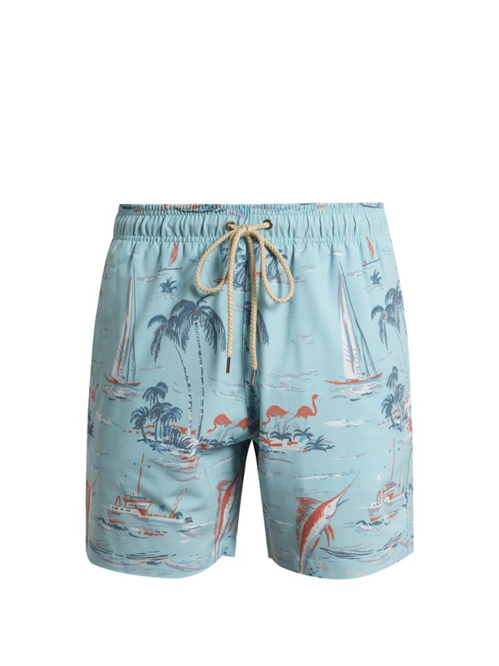 Faherty Palm Tree-print Swim Shorts