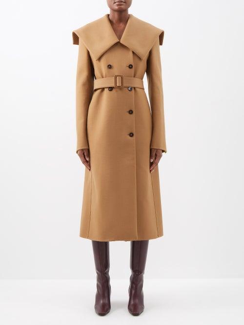 Jil Sander - Oversized-collar Double-breasted Wool-blend Coat - Womens - Camel
