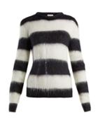 Matchesfashion.com Saint Laurent - Striped Mohair Blend Sweater - Womens - Black White