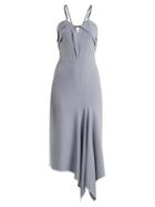 Matchesfashion.com Roland Mouret - Fazeley V Neck Sleeveless Crepe Midi Dress - Womens - Light Blue