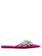 Matchesfashion.com Balenciaga - Slash Knife Mule Flats - Womens - Pink Silver