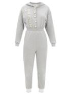 Rodarte - Faux Pearl-logo Jersey Jumpsuit - Womens - Grey