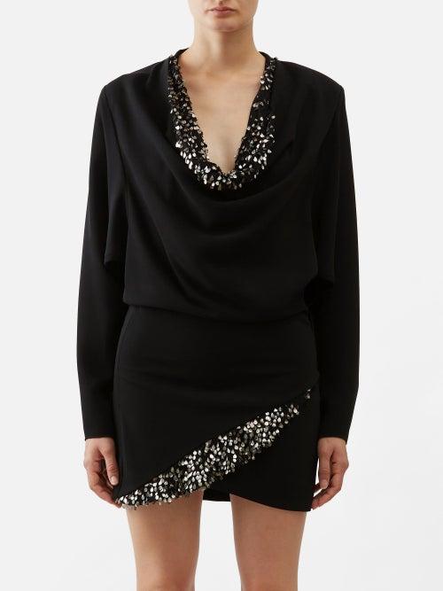 Isabel Marant - Lazeli Paillette-embellished Crepe Mini Dress - Womens - Black