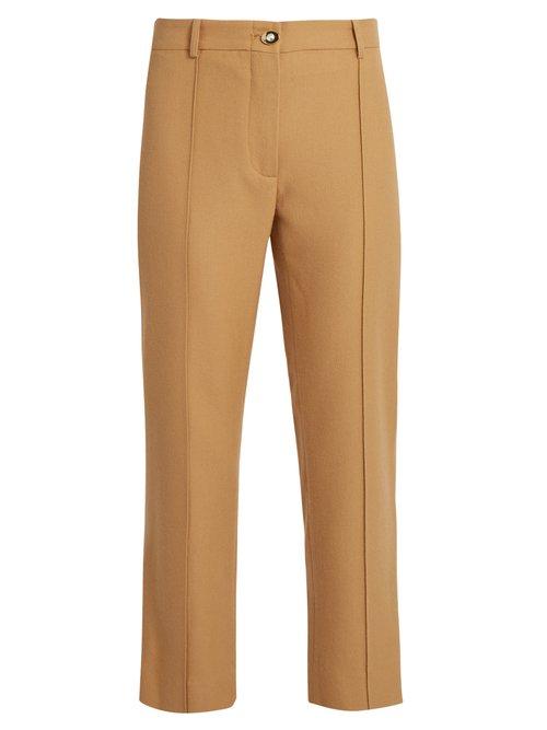 Matchesfashion.com Sies Marjan - Flared Leg Wool Twill Cropped Trousers - Womens - Camel
