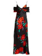 Matchesfashion.com Diane Von Furstenberg - Argos Floral Print Silk Satin Dress - Womens - Black Print