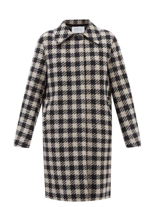 Harris Wharf London - Shepherd-check Wool-blend Coat - Womens - Black White