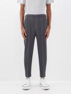 Homme Pliss Issey Miyake - Centre-crease Technical-pleated Trousers - Mens - Charcoal