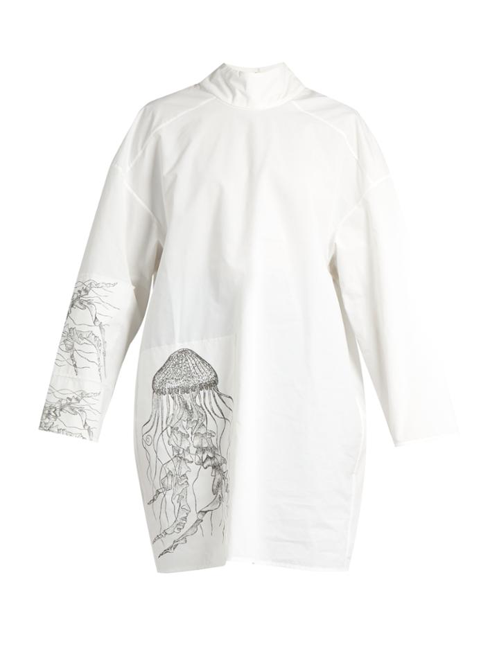 A.w.a.k.e. Jellyfish-print High-neck Cotton-blend Tunic Top