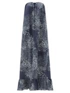 Matchesfashion.com Adriana Degreas - Serpent Abstract-print Strapless Cotton Maxi Dress - Womens - Navy Print