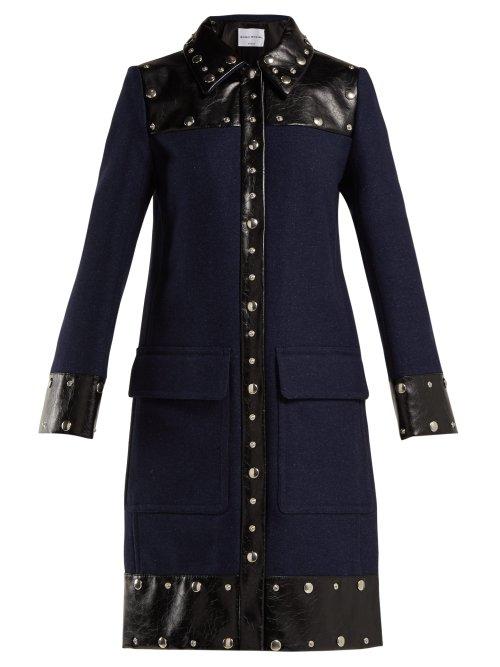 Matchesfashion.com Sonia Rykiel - Stud Embellished Wool Blend Coat - Womens - Navy