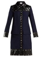 Matchesfashion.com Sonia Rykiel - Stud Embellished Wool Blend Coat - Womens - Navy
