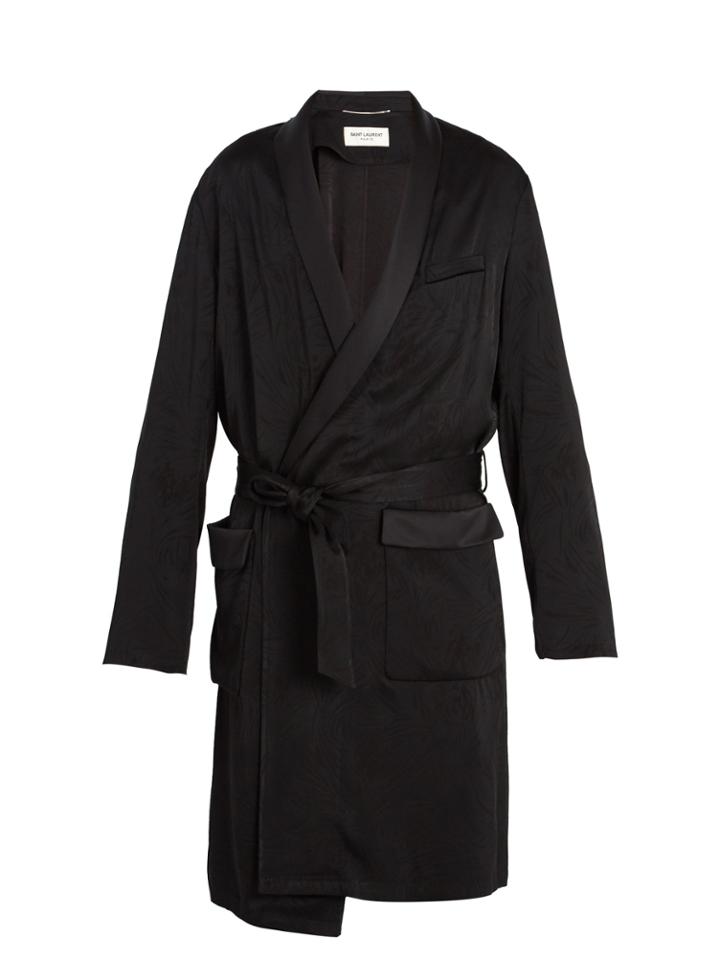 Saint Laurent Satin-jacquard Tie-waist Coat