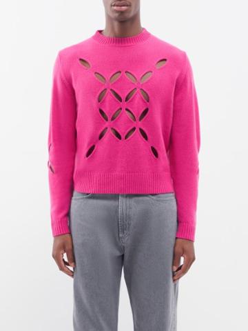 Stefan Cooke - Cutout Wool Sweater - Mens - Bright Pink