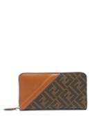 Mens Accessories Fendi - Ff-logo Canvas And Leather Wallet - Mens - Brown Multi