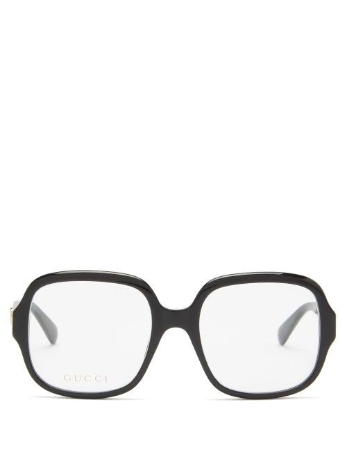 Matchesfashion.com Gucci - Oversized Square Acetate Glasses - Womens - Black