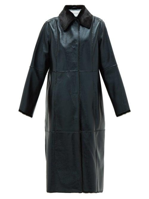 Matchesfashion.com Stand Studio - Nino Single-breated Reverse Faux-shearling Coat - Womens - Black