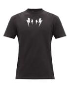Neil Barrett - Lightning Bolt Cotton T-shirt - Mens - Black White