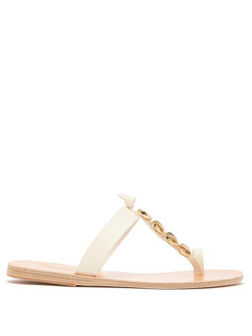 Matchesfashion.com Ancient Greek Sandals - Iris Shell Embellished Leather Sandals - Womens - White