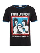 Saint Laurent Band-print Crew-neck Cotton T-shirt