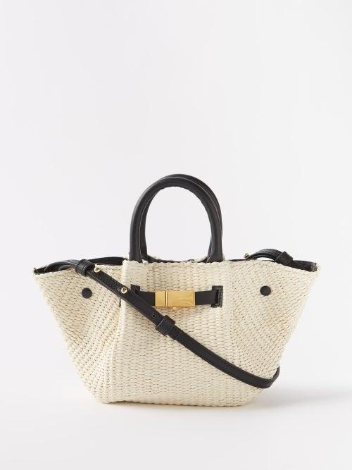 Demellier - New York Faux-raffia And Leather Cross-body Bag - Womens - Cream
