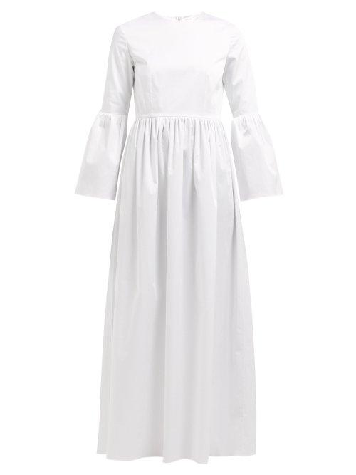 Matchesfashion.com The Row - Sora Bell Sleeve Cotton Blend Maxi Dress - Womens - White