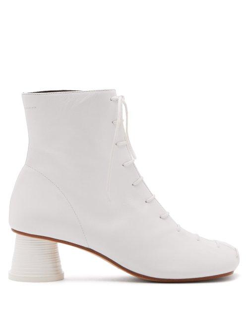 Matchesfashion.com Mm6 Maison Margiela - Cup Heel Leather Ankle Boots - Womens - White