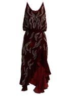 Matchesfashion.com Dodo Bar Or - Agnes Bead Embellished Velvet Dress - Womens - Dark Red