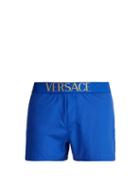 Matchesfashion.com Versace - Logo Jacquard Swim Shorts - Mens - Blue