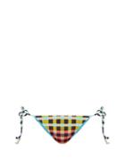 Matchesfashion.com Mara Hoffman - Plaid Mustard Print Tie Side Bikini Briefs - Womens - Multi