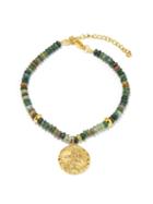Ladies Jewellery By Alona - Nova Moss-agate & Gold-plated Anklet - Womens - Green Multi