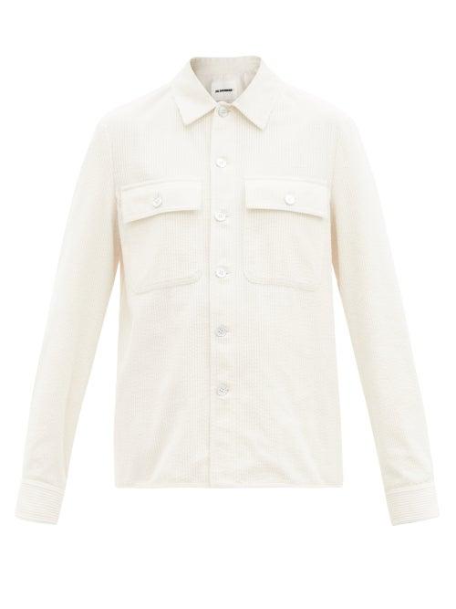 Ladies Rtw Jil Sander - Flap-pocket Cotton-corduroy Shirt - Womens - White
