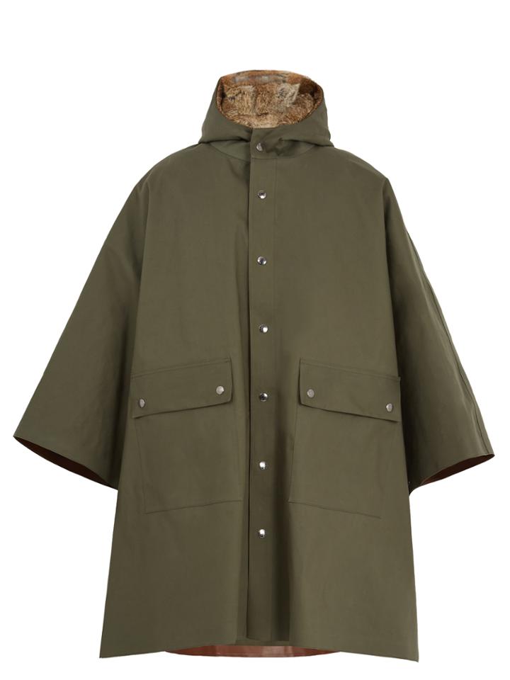 Mackintosh Fur-lined Bonded-cotton Hooded Poncho