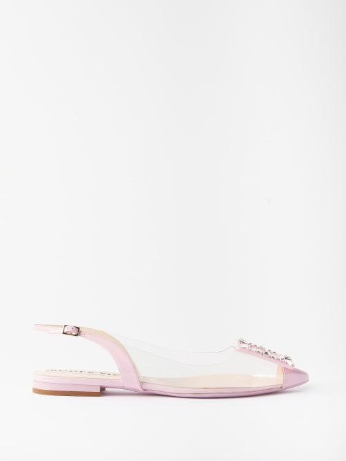 Roger Vivier - Gommettine Crystal-buckle Pvc Slingback Flats - Womens - Clear Multi
