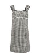 Matchesfashion.com Solid & Striped - Off The Shoulder Gingham Seersucker Mini Dress - Womens - Black White
