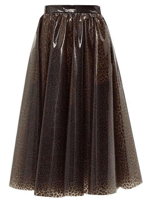Matchesfashion.com Msgm - Leopard Print Pvc Midi Skirt - Womens - Leopard