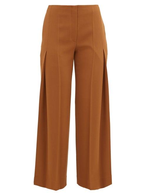 Matchesfashion.com The Row - Alexa Virgin Wool Pleated Trousers - Womens - Tan
