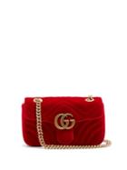 Matchesfashion.com Gucci - Gg Marmont Mini Quilted Velvet Cross Body Bag - Womens - Red