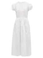 Matchesfashion.com Cecilie Bahnsen - Tia Bow Back Tiered Cotton Poplin Dress - Womens - White