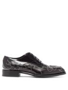Matchesfashion.com Alexander Mcqueen - Stud Flame Leather Oxford Shoes - Mens - Black
