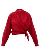 Matchesfashion.com Mes Demoiselles - Claudia Cotton Wrap Top - Womens - Red