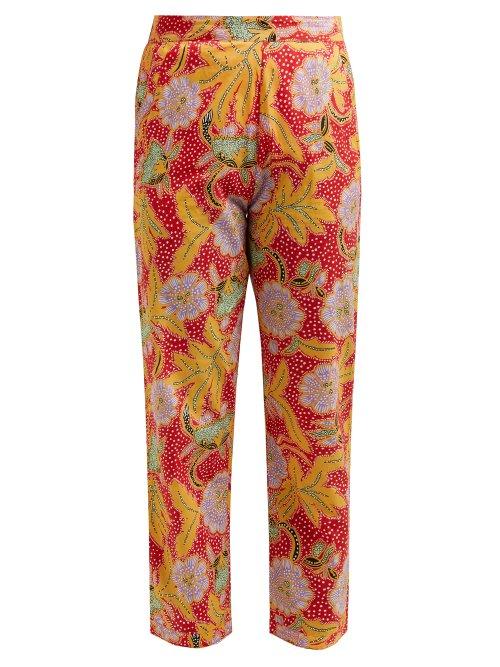Matchesfashion.com Rhode Resort - Rohan Floral Print Cotton Trousers - Womens - Red Multi